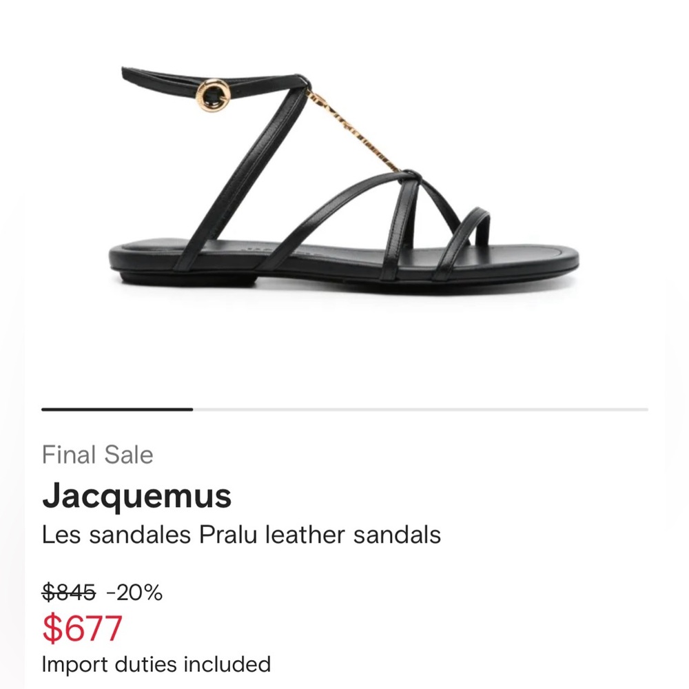 Jacquemus Black Geometric Sandals with Gold accents